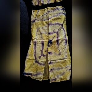Ghana Handmade Yellow Tie-Dye Skirt/Top with Back Slit